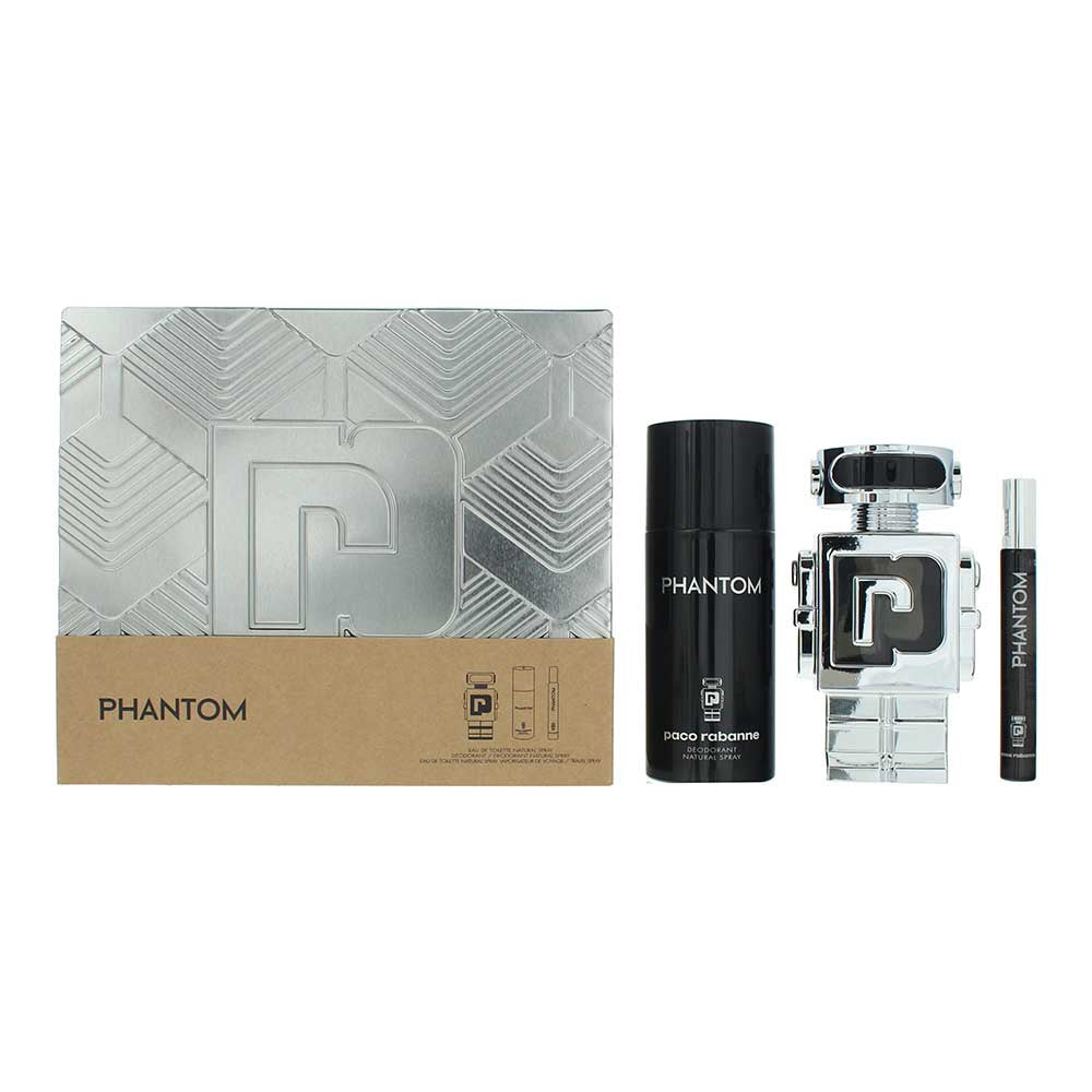 Paco Rabanne Phantom 3 Piece Gift Set: Eau de Toilette 100ml - Eau de Toilette 10ml - Deodorant Spray 100ml