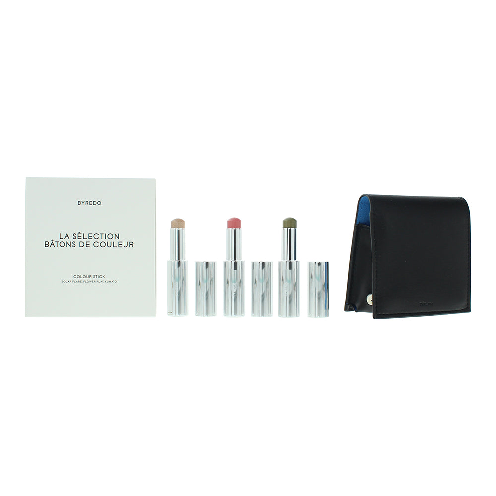 Byredo Blue Set Of 3 + Leather Pouch: Solar Flare Flower Play Kumato Face Stick 3 x 3.5g