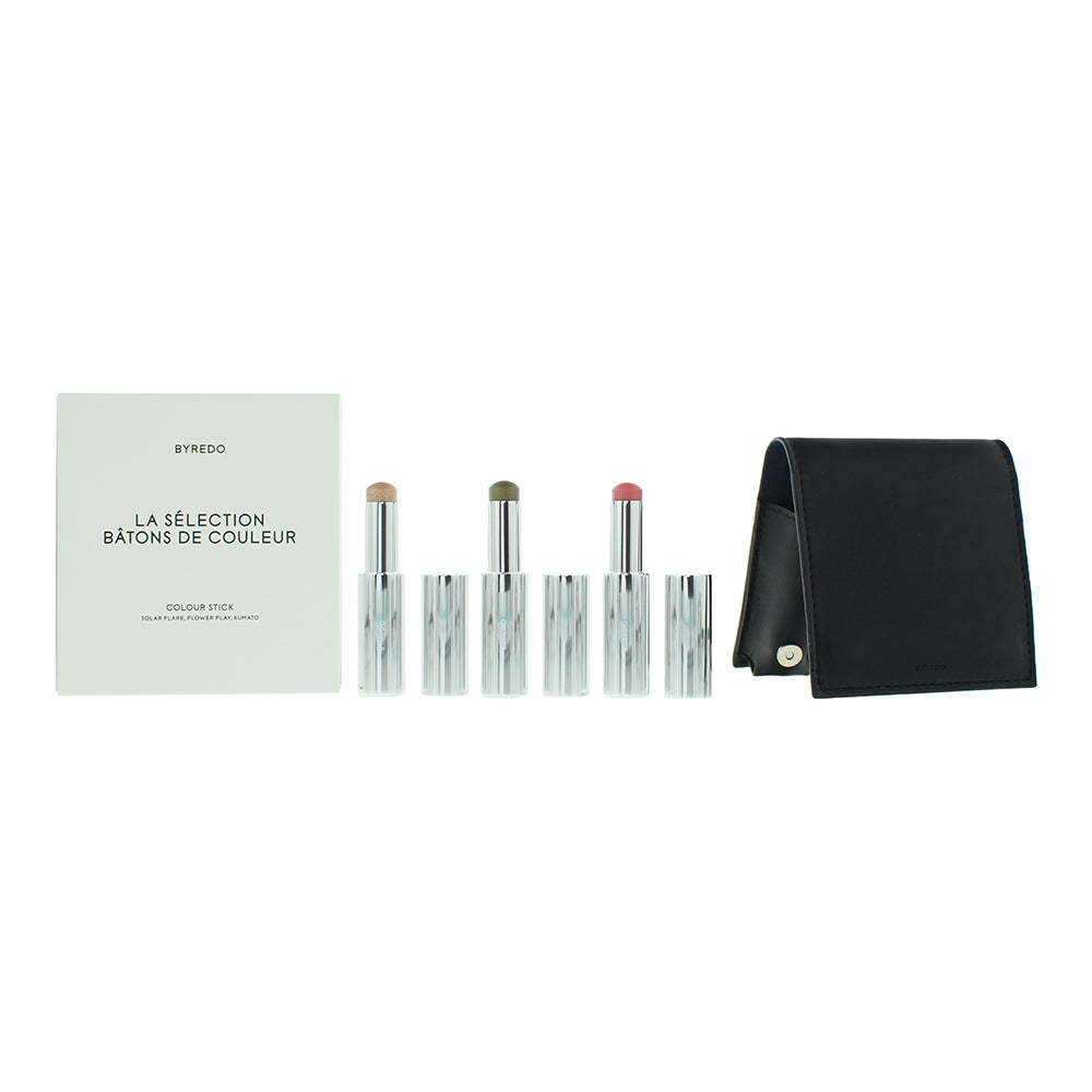 Byredo Dark Blue Set Of 3 + Leather Pouch: Solar Flare Flower Play Kumato Face Stick 3 x 3.5g