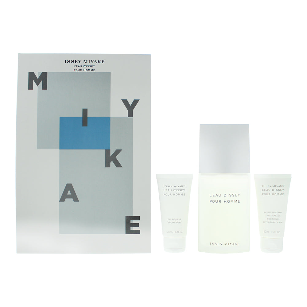 Issey Miyake L'eau D'issey Pour Homme 3 Piece Gift Set: Eau de Toilette 125ml - Shower Gel 50ml - Aftershave Balm 50ml