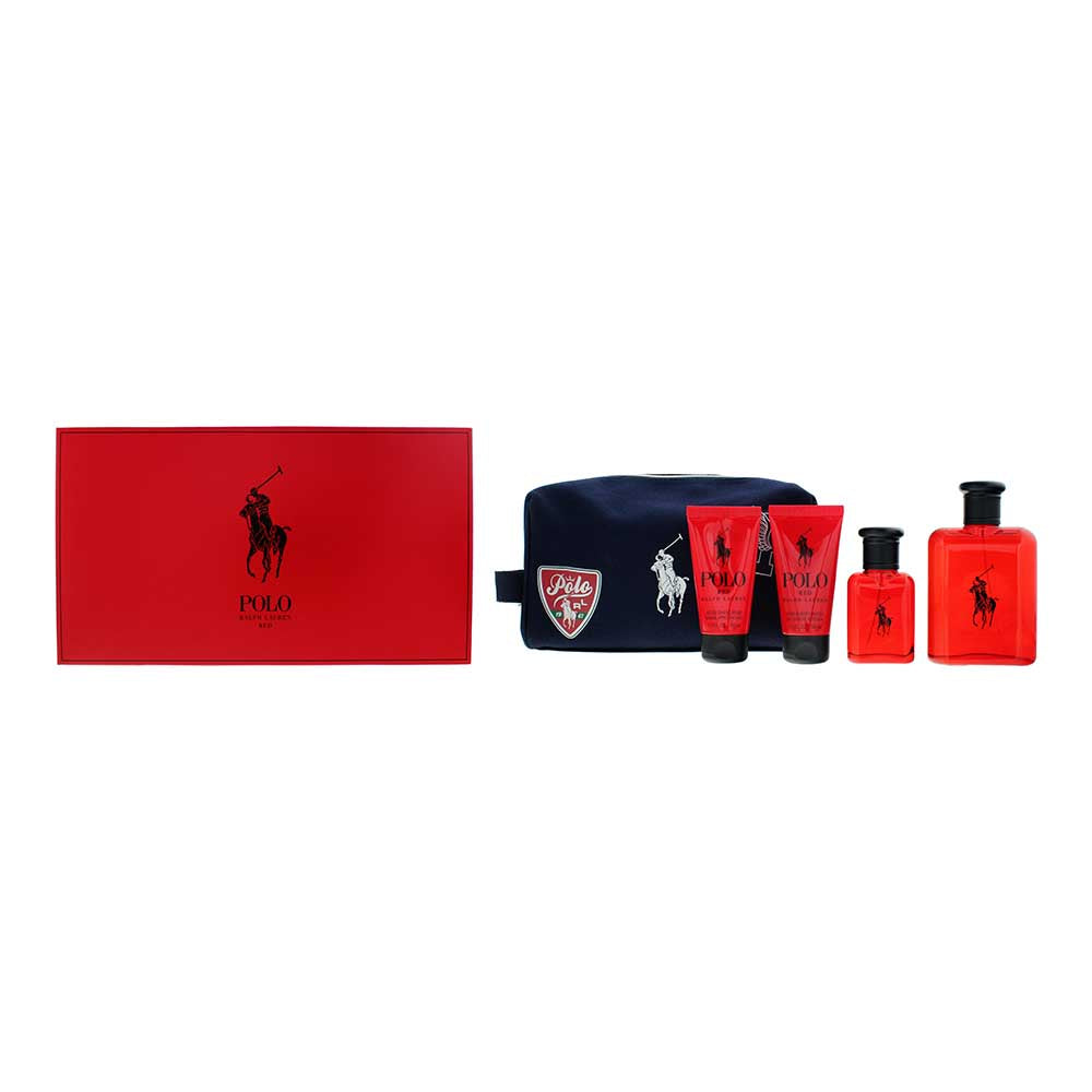 Ralph Lauren Polo Red 4 Piece Gift Set: Eau de Toilette 125ml - Eau de Toilette 40ml - Hair & Body Wash 50ml - Aftershave Balm 50ml