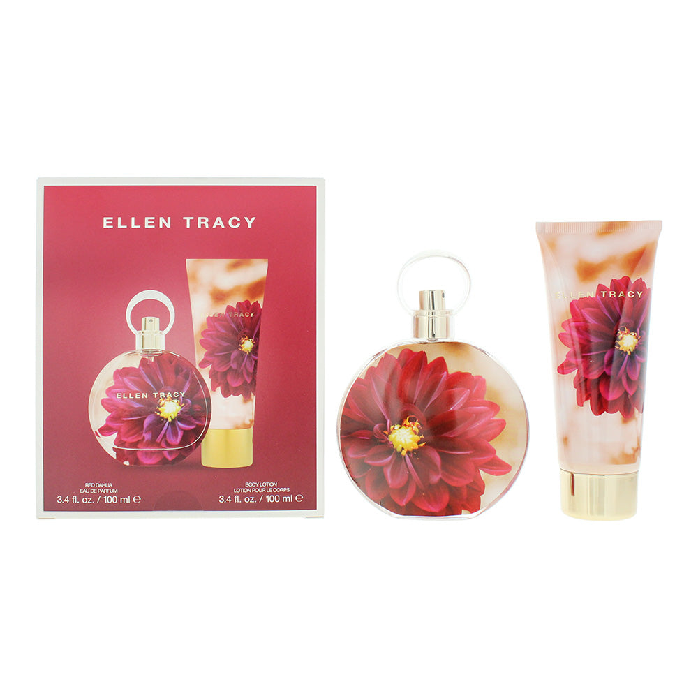 Ellen Tracy Dream Florals Red Dahlia Photobox 2 Piece Gift Set: Eau de Parfum 100ml - Body Lotion 100ml
