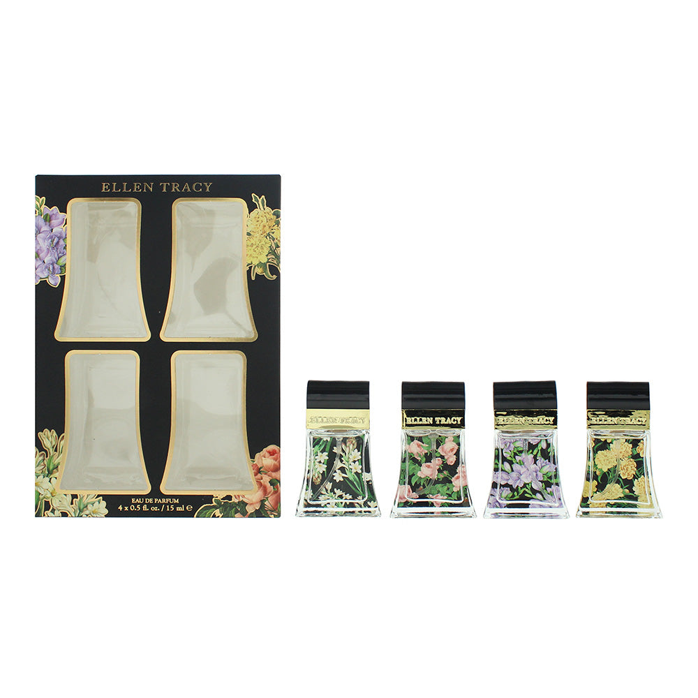 Ellen Tracy Classic Florals Black Coffret 4 Piece Gift Set: EDP Radiant 15ml - EDP Courageous 15ml - EDP Confident 15ml - EDP Inspiring 15ml