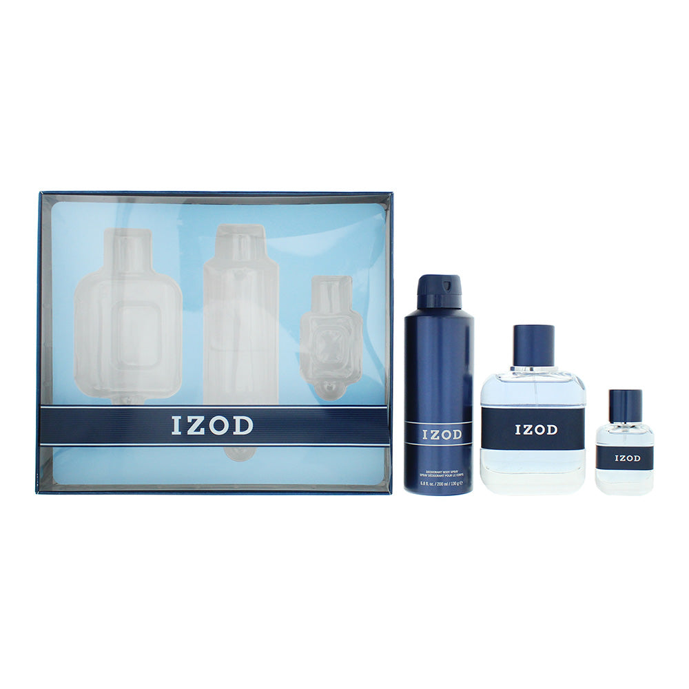 Izod New Classic 3 Piece Gift Set: Eau de Toilette 100ml - Eau de Toilette Travel Spray 15ml - Body Spray 200ml