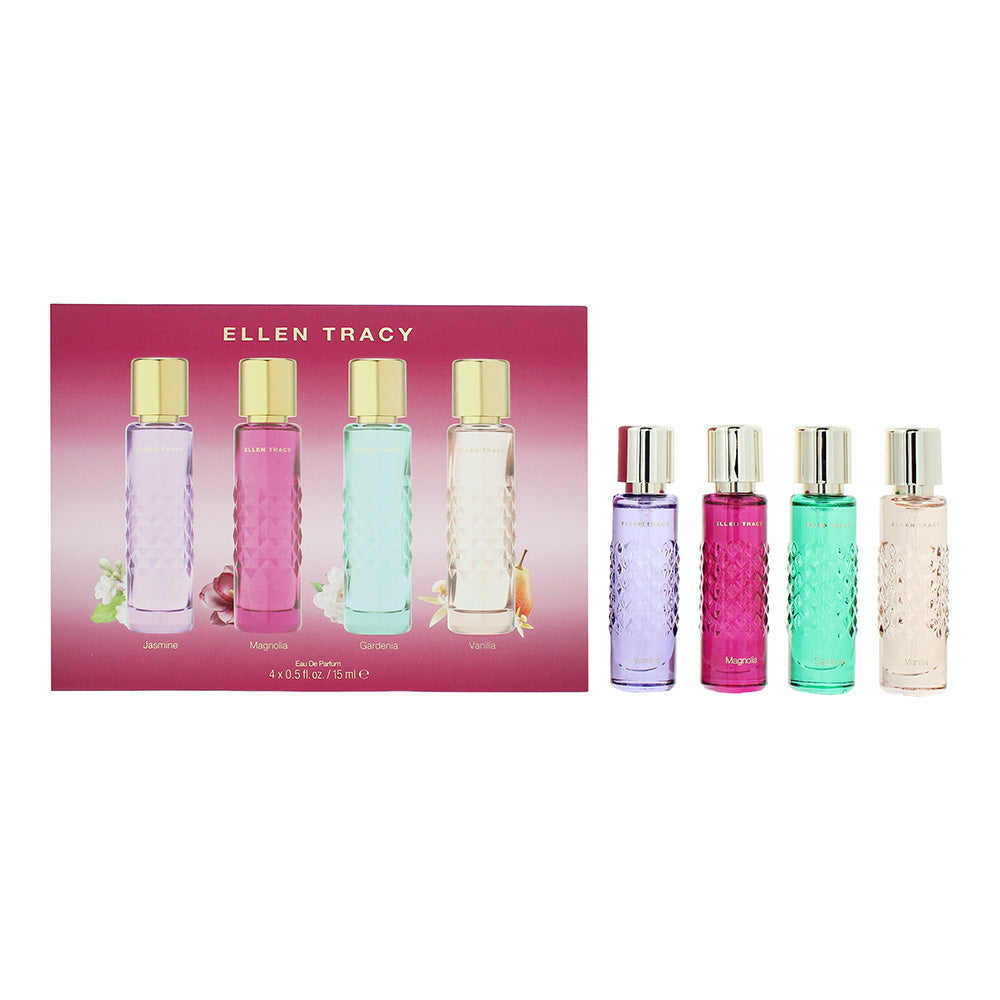 Ellen Tracy Quilted Replica Coffret 4 Piece Gift Set: EDP Gardenia 15ml - EDP Vanilla 15ml - EDP Magnolia 15ml - EDP Jasmine 15ml