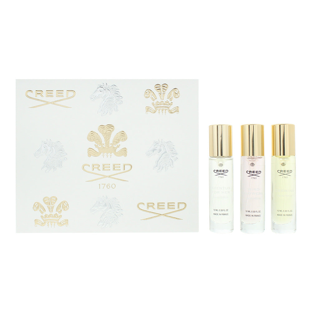 Creed 3 Piece Gift Set: Aventus For Her Eau de Parfum 10ml -Carmina Eau de Parfum 10ml - Wind Flowers Eau de Parfum 10ml