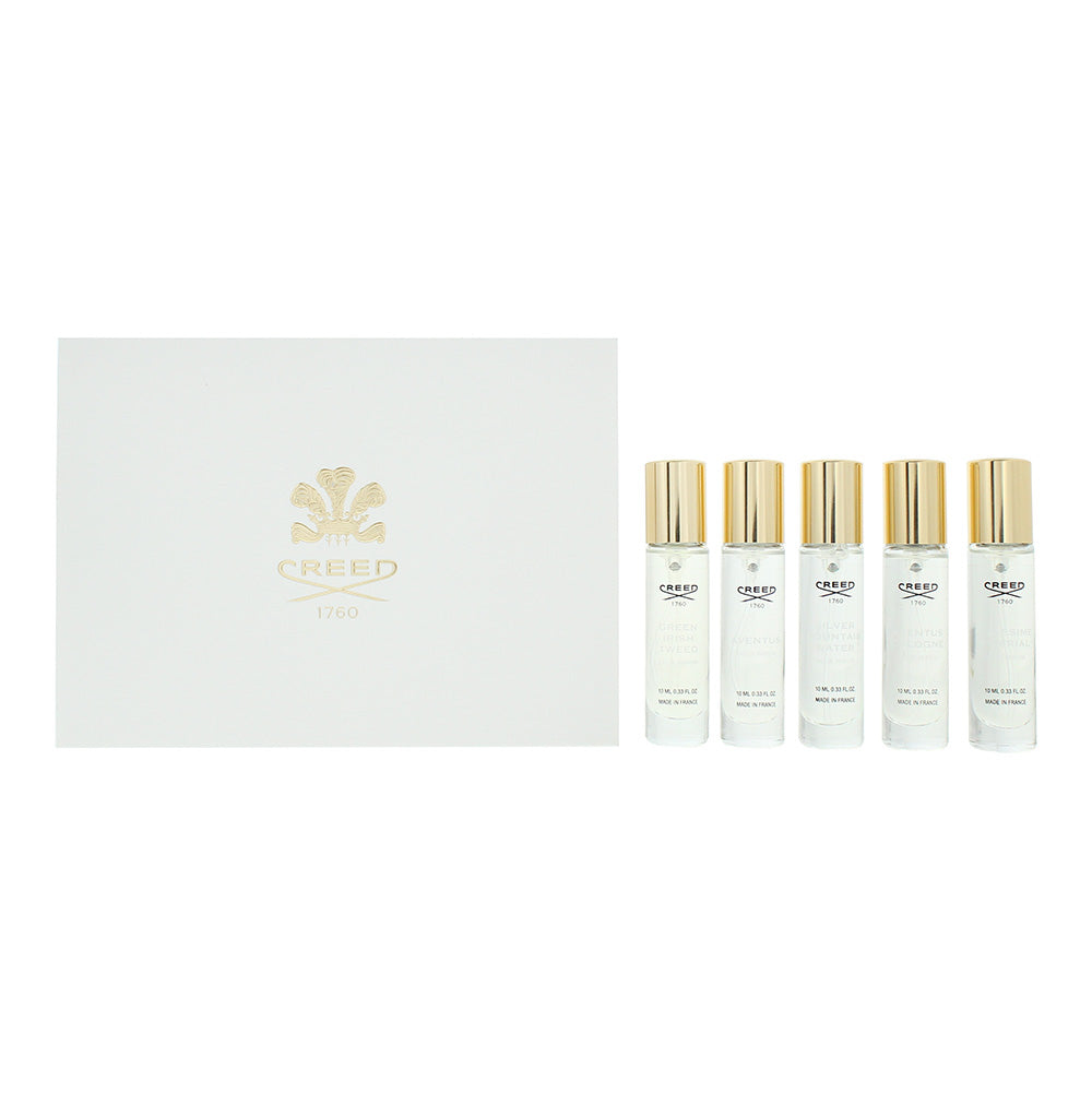 Creed 5 Piece Gift Set: Aventus Eau de Parfum 10ml -Green Irish Tweed Eau de Parfum 10ml - Silver Mountain Water Eau de Parfum 10ml - Aventus Cologne