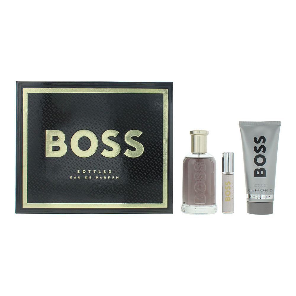 Hugo Boss Bottled 3 Piece Gift Set: Eau de Parfum 100ml - Eau de Parfum 10ml - Shower Gel 100ml