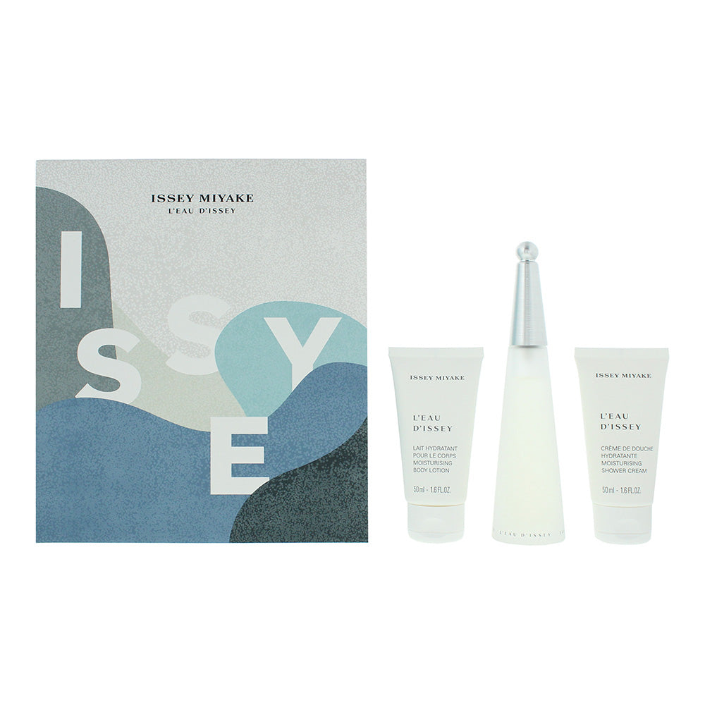 Issey Miyake L'eau D'issey 3 Piece Gift Set: Eau de Toilette 50ml - Body Lotion 50ml - Shower Cream 50ml