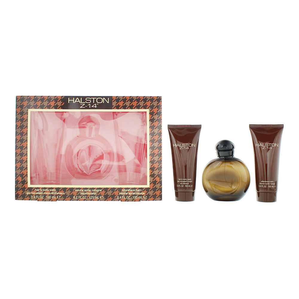 Halston Z-14 3 Pieces Gift Set: Eau de Cologne 125ml - After Shave Balm 100ml - Hair & Body Wash 100ml