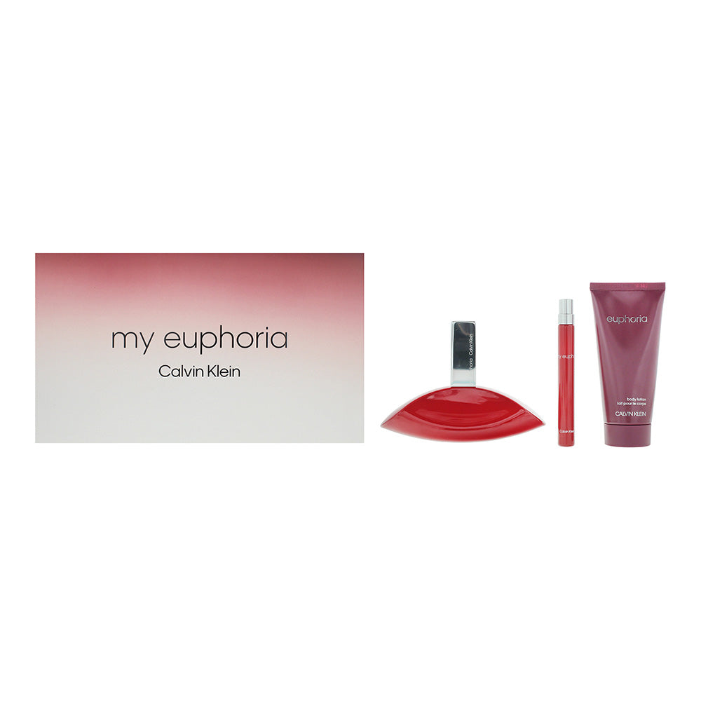 Calvin Klein My Euphoria 3 Piece Gift Set: Eau de Parfum 100ml - Eau de Parfum 10ml - Body Lotion 100ml