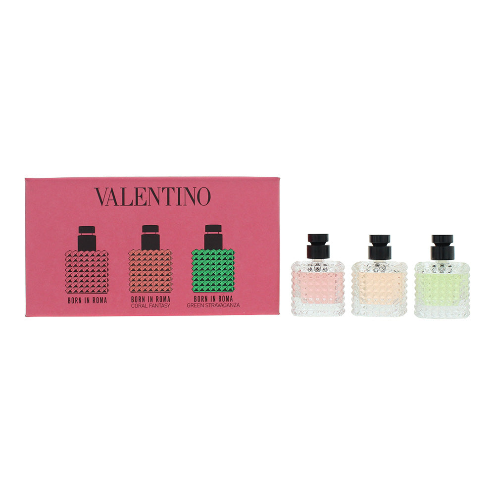 Valentino Born In Roma 3 Piece Gift Set: Born in Roma EDP 6ml + Born in Roma Coral Fantasy EDP 6ml + Born in Roma Green Stravaganza EDP 6ml