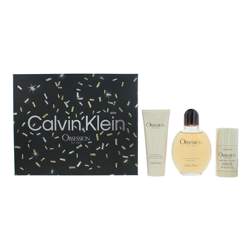 Calvin Klein Obsession For Men 3 Piece Gift Set: Eau De Toilette 125ml - Aftershave Balm 75ml - Deodorant Stick 75g