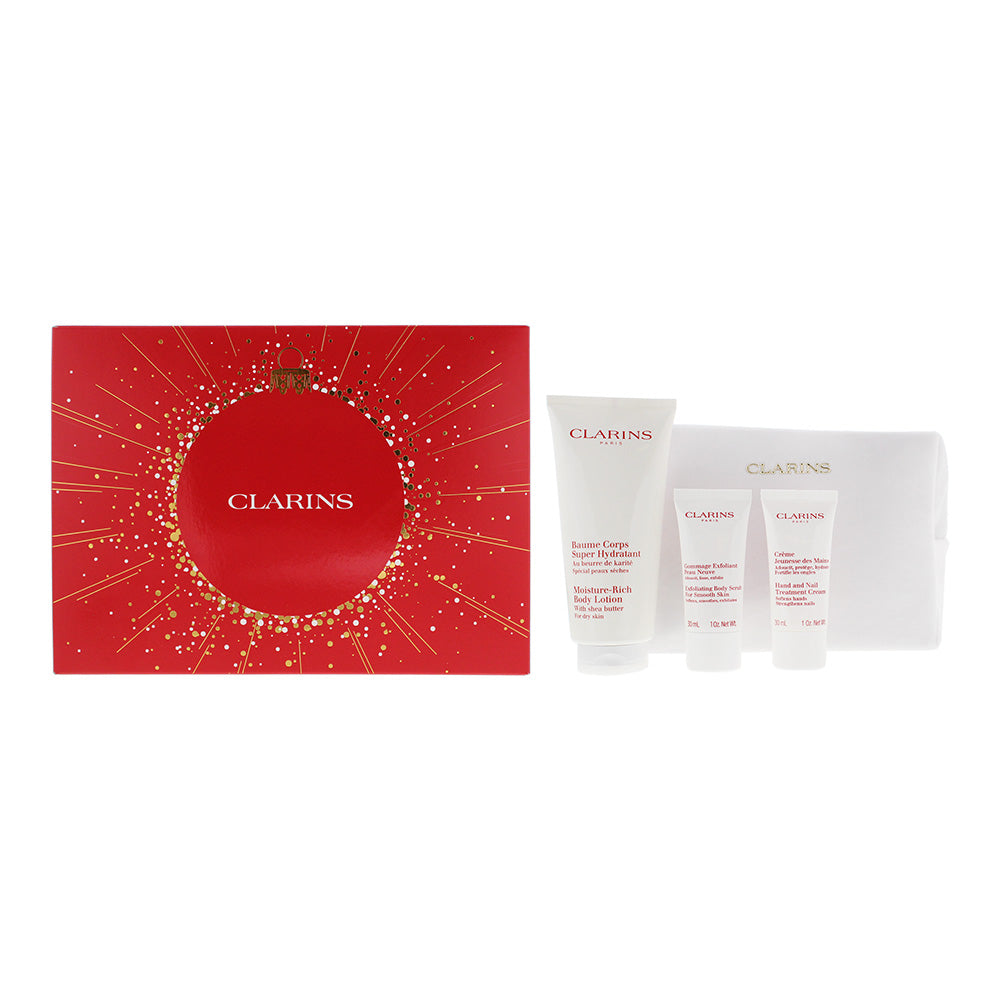 Clarins 3 Piece Gift Set: Body Lotion 200ml - Body Scrub 30ml - Hand & Nail Cream 30ml
