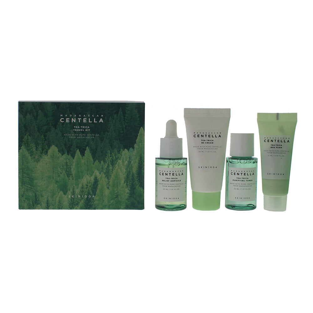 Skin1004 Madagascar  Centella Tea-Trica 4 Piece Gift Set: Toner 30ml - Ampoule 30ml - Cleansing Foam 20ml - Cream 30ml